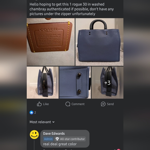 Coach Rogue 30 Bag in Colorblock Washed Chambray - Picture 13 of 13